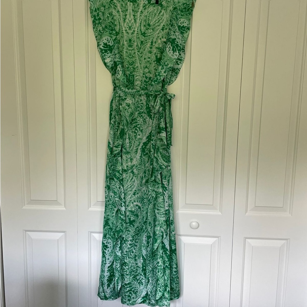 BCBG Paris Green Paisley Maxi Dress